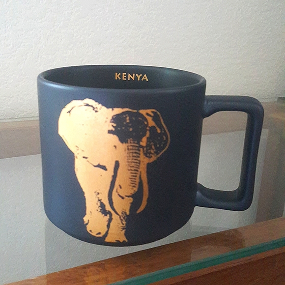 Starbucks Other - Starbucks 2016 matte black and gold ceramic Kenya elephant cup mug 14oz